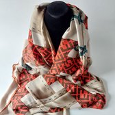 sjaal "VIGAGE" in de kleur rood bruin orange
