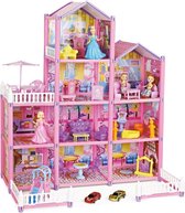 WOOPIE Mega Villa maison de poupée rose - Maison de poupée - Maison de poupée princesse