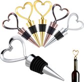 GZjiyu Wijnsluiter, 6 stuks, zinklegering, wijnflessluiting, hartvormig voor de wijnverzameling, champagne, bier, geschenken bar (zilver goud brons)
