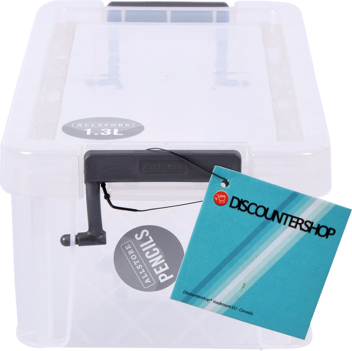 Transparante Opbergbox met Deksel - 1.3L - Stevig Plastic - Handige Huishoud Organizer - Wit & Transparant - Compact Formaat 23,5cm x 8,5cm x 11.5cm - Voor Thuis en Klussen