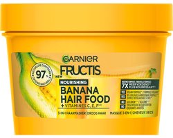 foto van Garnier Fructis Hair Food Banana 3-in-1 Voedend Haarmasker - Droog Haar - 400ml