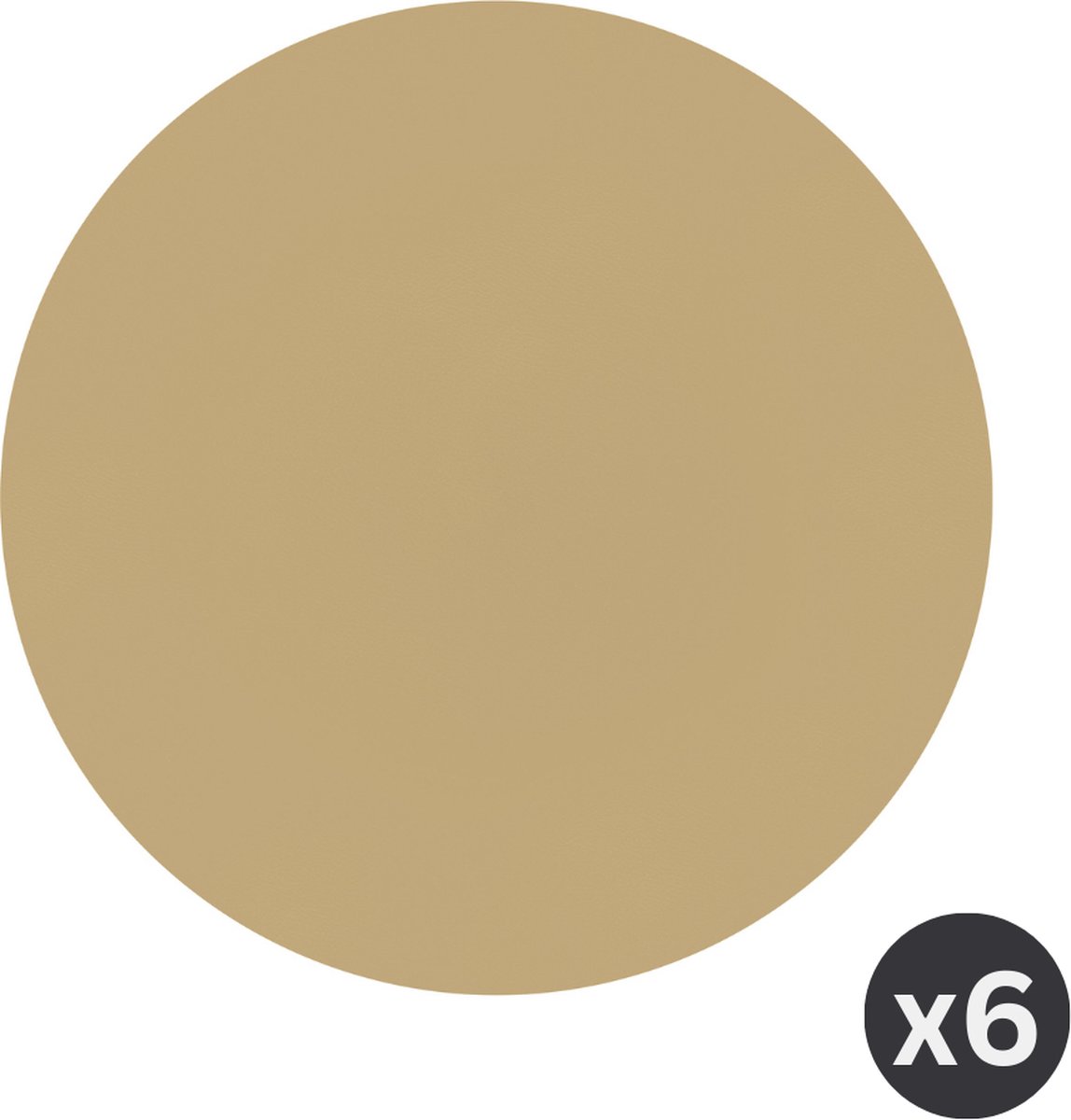 ZICZAC - Placemat TOGO - SET/6 - Rond - Dubbelzijdig - Kunstleer - Dia 38 cm, zand