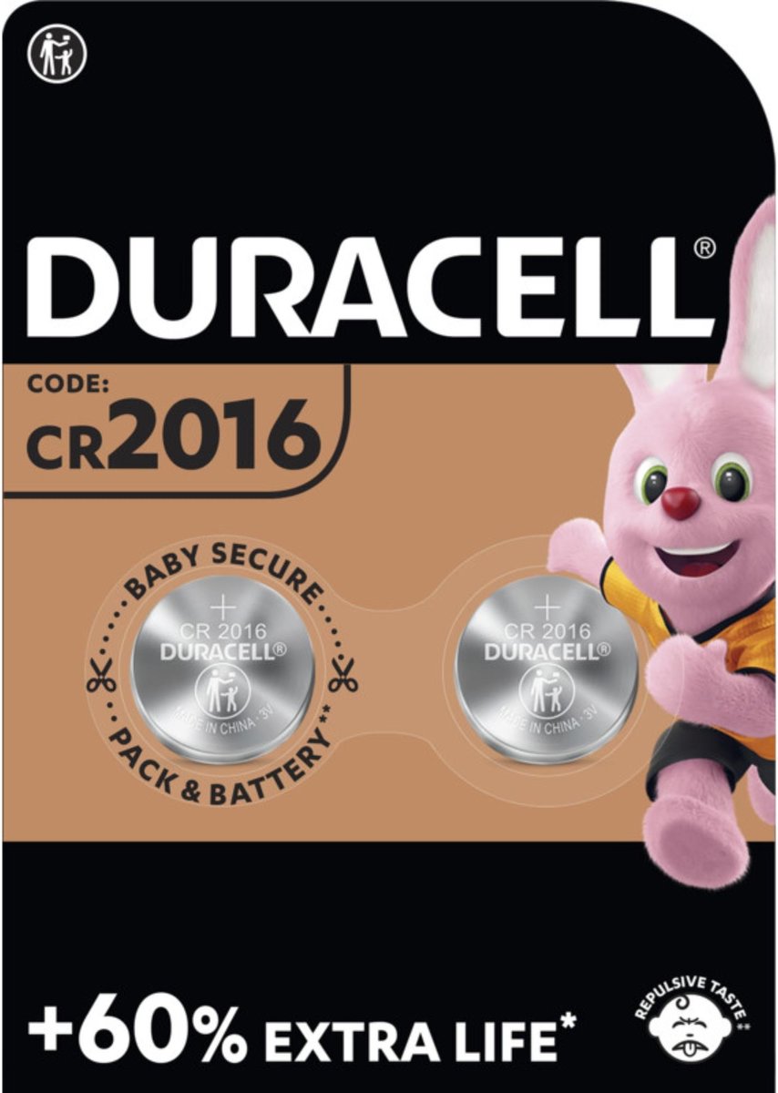 Duracell Lithium CR2016 3V - 2 stuks - Duracell