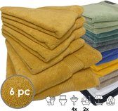 iSleep Terry Badtextiel - Voordeelset (6 delig) - 4x Handdoek 60x110 cm - 2x Badlaken 70x140 cm - Oker
