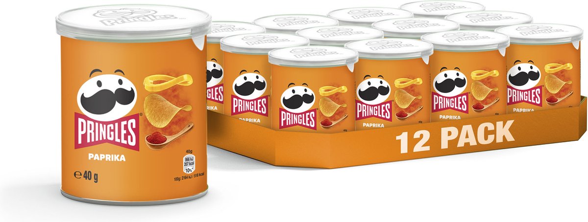 Pringles Paprika chips - geperste aardappelpuree in koker - 12 x 40 gr