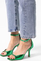Sacha - Dames - Groene metallic sandalen met hak - Maat 38