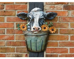 Wanddecoratie Koe - 50 cm - Metaal - In Kleur