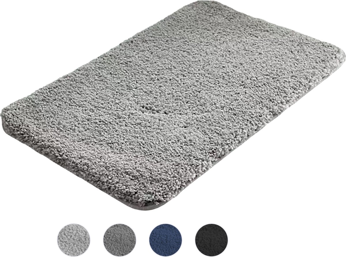 AKSA Home® Badmat 50x80 cm - Douchemat antislip - Badmat antislip - Badkamermat - Vloerkleed - Lichtgrijs