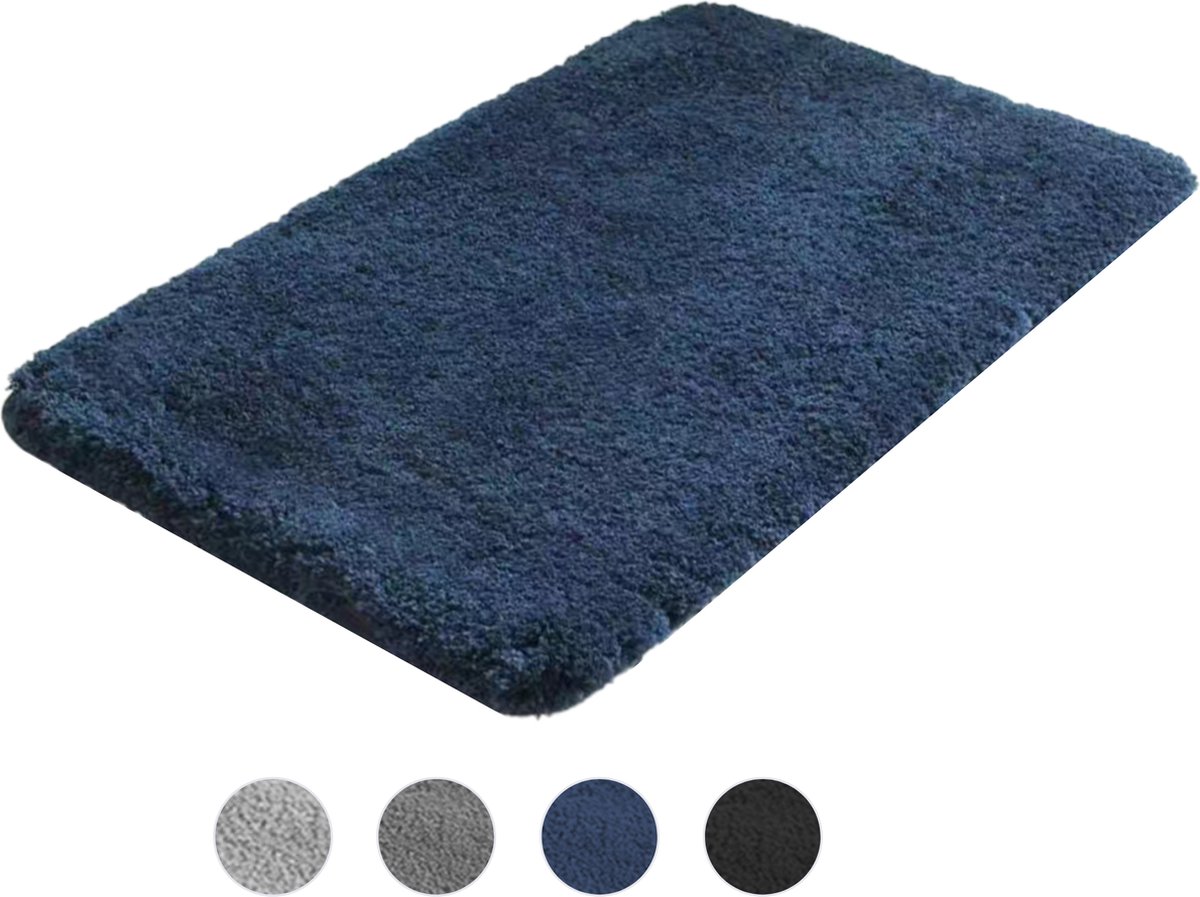 AKSA Home® Badmat 60x90 cm - Douchemat antislip - Badmat antislip - Badkamermat - Vloerkleed - Donkerblauw