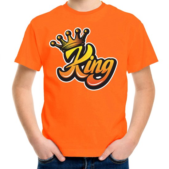 Bellatio Decorations Koningsdag t-shirt voor kinderen/jongens - King - oranje - feestkleding 158/164