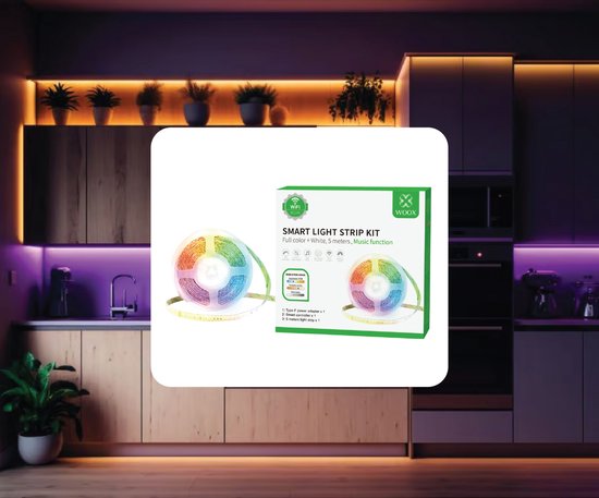 WOOX WiFi LED-Streifen Kit – 5m, RGB + Weiß, Sprachsteuerbar Mit Alexa & Google, Musik-Modus