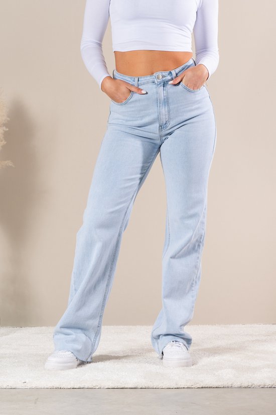 DJUUK JEANS LIGHT DENIM - Dames Jeans - Wide Leg - Tall Jeans - Hoge Taille - Maat 40