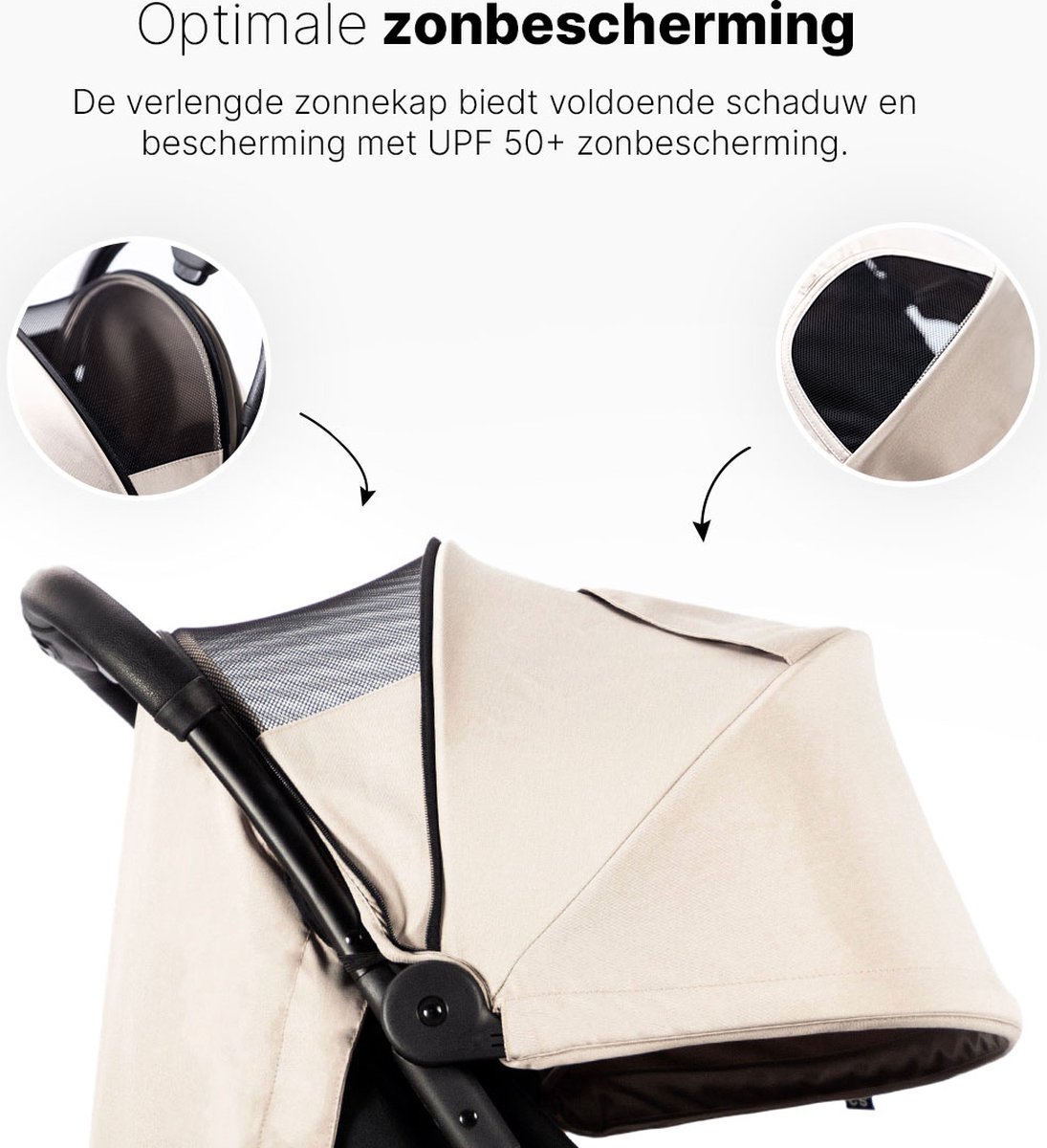 Hamilton by Yoop S2 Lichtgewicht Buggy - MagicFold - Tot 22 kg - Compacte Reisbuggy - Bekerhouder en Reisband - Beige – foto 6