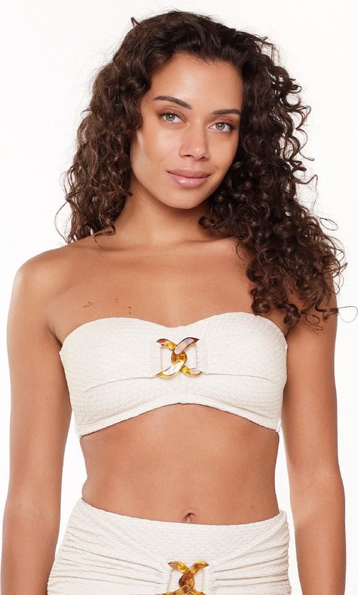LingaDore - Gold Mermaid Bandeau Bikini Top - maat 36 - Wit/Goud