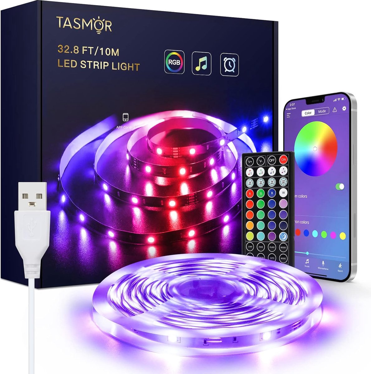 Led Strip - 10 Meter - RGB Verlichting - Zelfklevende Synchronisatie Met Muziek - USB Aangedreven - App & Afstandsbediening