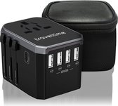 TravelTime® - Reisstekker – Wereldstekker - 4 USB type-c - 2000w Hoge Oplaadsnelheid - Universeel Reisstekker voor 150+ landen o.a. Amerika, Engeland en Italie – Zwart