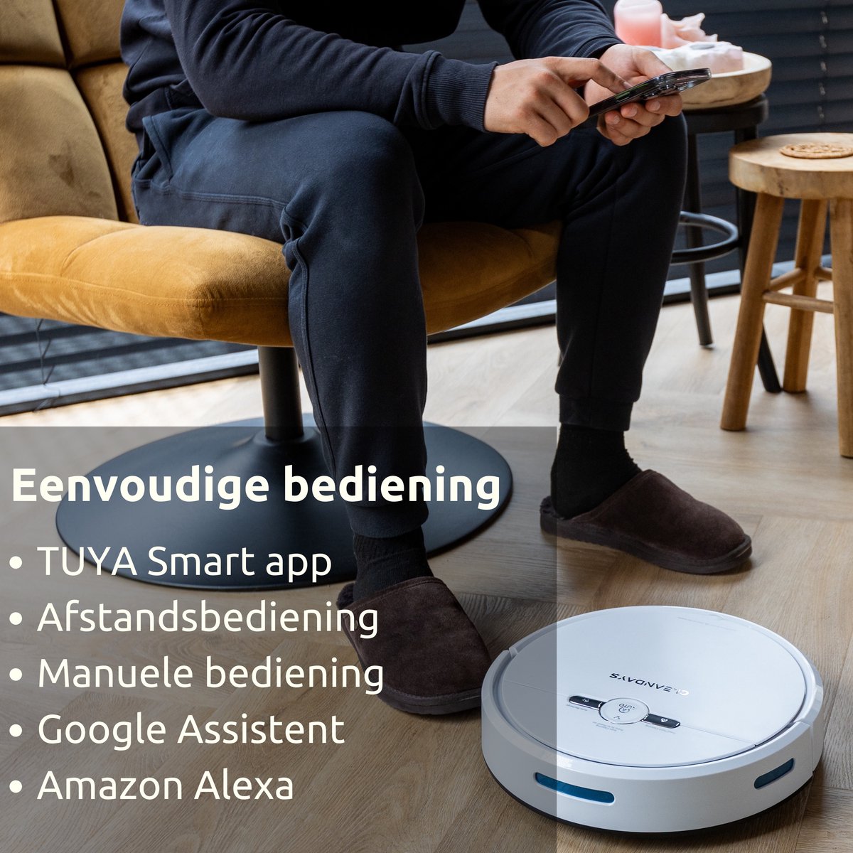 CleanDays Robotstofzuiger met dweilfunctie - Slimme navigatie - Dweilrobot - Robotstofzuiger met laadstation - Werkt met huisdieren - Inclusief Nederlandstalige app & afstandsbediening - D2-001 — afbeelding 3