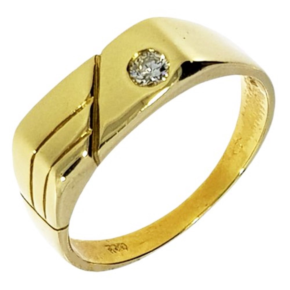 Gouden Jongensring 0.05 crt Diamant 14 karaats