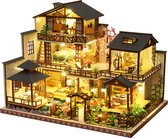 Kit de construction miniature XXL Premium - Kit de construction - Pour Adultes (14+) - Kit de construction de maquettes - DIY - Maison de poupée - avec lumière LED, Musique et protection - Villa asiatique