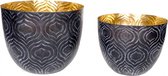 Set van 2 decoratieve plantenbakken in paars en goud H25