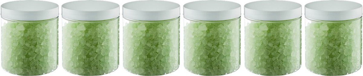 Goedkoopste Badzout Eucalyptus - 300 gram - Pot met witte deksel - set van 6 stuks