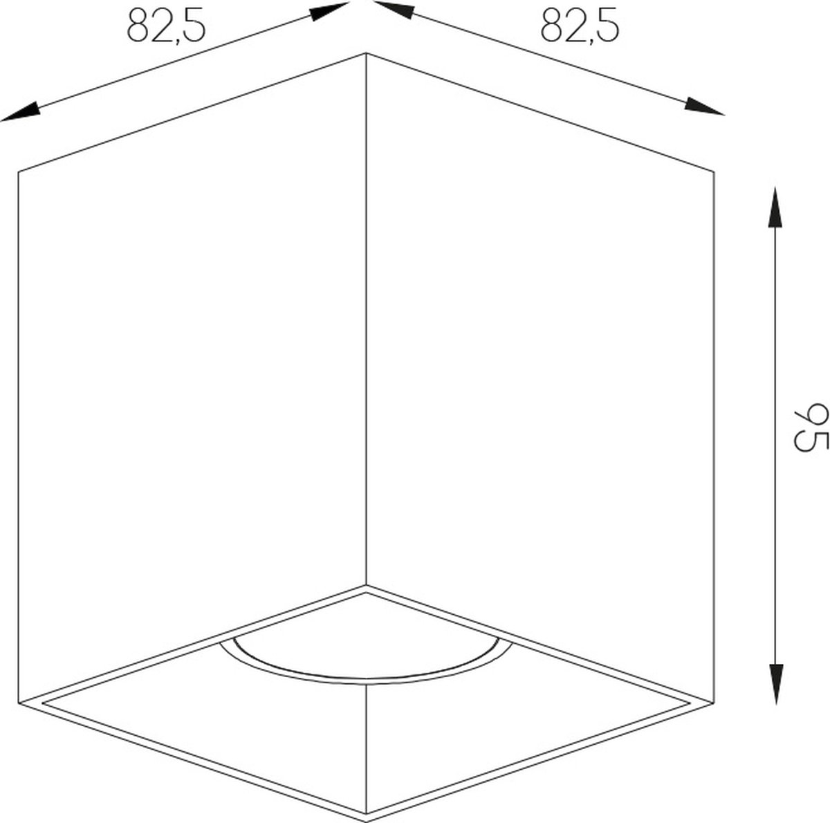 Barbara plafondlamp vierkant zwart, 1x GU10 (max. 50W, lamp niet inbegrepen), 82,5 x 82,5 x 95 mm, IP20