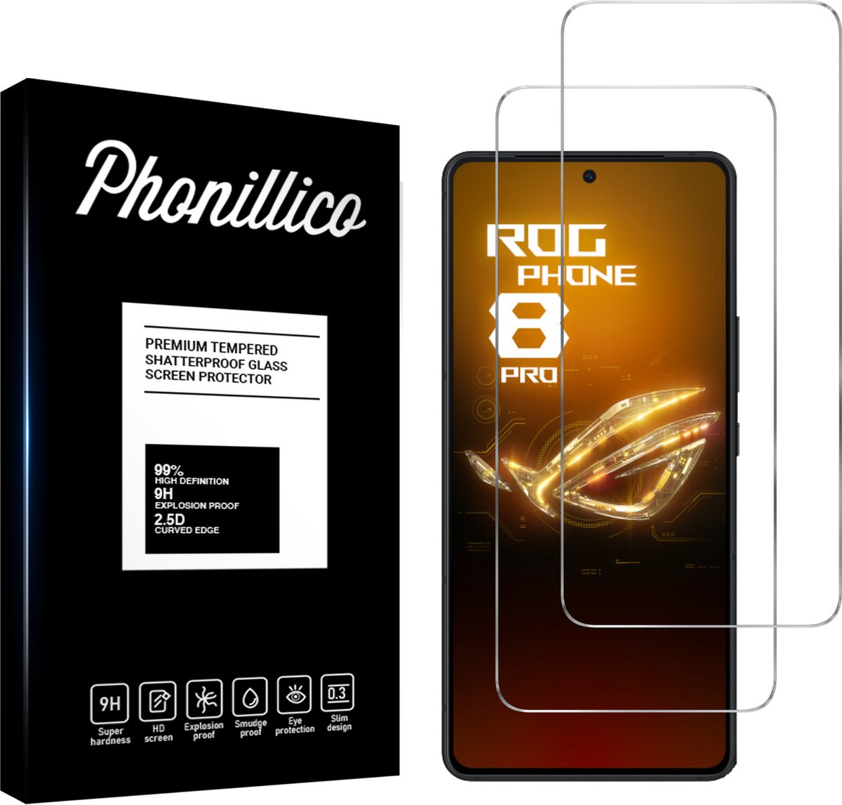 Screenprotector voor Asus Rog Phone 8 Pro - 2 stuks Beschermglas van glas Transparante glazen schermbeschermfolie