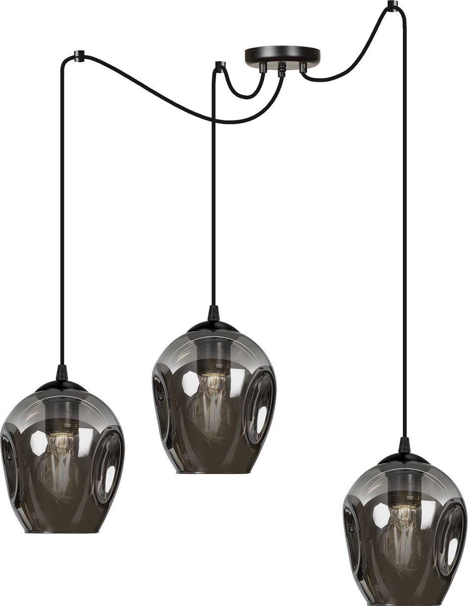 Emibig Malmo 3L pendel gefumeerd E27 decentraliseerbaar - Perfect voor sfeervolle verlichting in elke ruimte