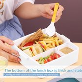 Bento Box Lunchbox voor Kinderen, met Vakken, 1300 ml, voor Kinderen, met 4 Vakken, Ontbijtbox voor Volwassenen, Duurzame Broodtrommel, Broodtrommel, Voor School, Werk, Picknick