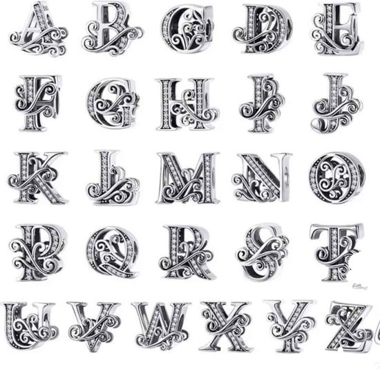 Letters - Zilveren bedels - Bedel sierletter J | Zilveren alfabet bedels | Ook geschikt voor Pandora | 925 Sterling Zilver - Geschikt voor meerdere merken - 925 Zilver Certificaat - In Leuke Cadeauverpakking - Tip voor Moederdag - Merkloos