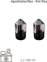 Apothekersfles - 2 Stuks - PET Flessen- 100 ml - voor vloeistoffen en oliën - Bruine kleur - verzegeld dopsel