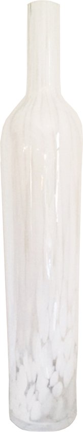 Decoratieve vaas in gebroken wit geblazen glas H100