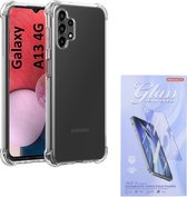 Shockproof Hoesje Geschikt voor: Samsung Galaxy A13 4G - Anti -Shock Silicone - Transparant + 2x Screenprotector