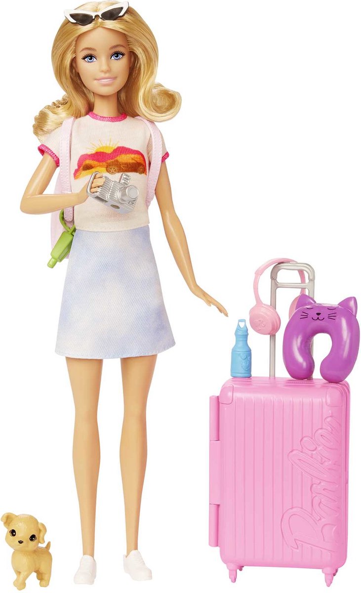Barbie - Reizende Barbiepop - Barbiepop met reisaccessoires en stickers