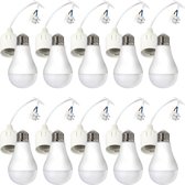 LCB - Voordeelpak Verhuisfitting wit 10 stuks E27 met kroonsteen - incl. 10x LED lamp E27- A60 - 10W 3000K warm wit licht