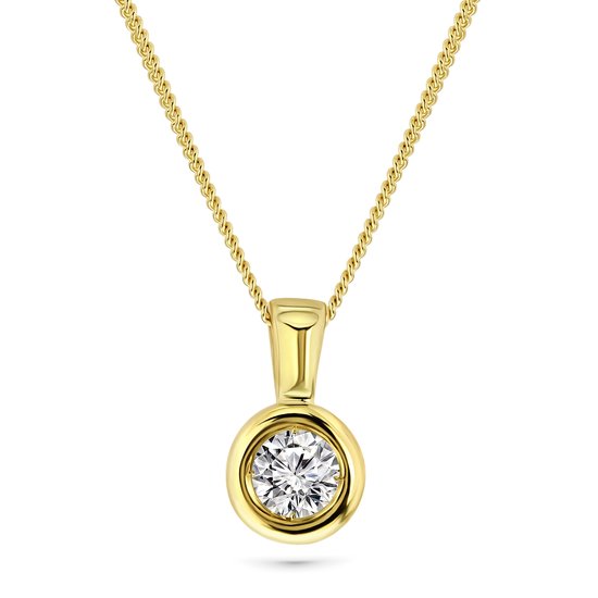 Miore® - Gouden ketting met Natuurlijke Diamant - Dames - 14 Karaat Goud - Geelgoud - Halsketting - 45 cm - 0.15 Karaat - Natural Diamond - Handgemaakte Hoogwaardige Sieraden
