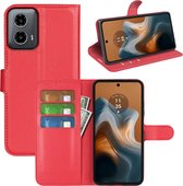 Motorola Moto G34 Hoesje - MobyDefend Kunstleren Wallet Book Case (Sluiting Voorkant) - Rood - GSM Hoesje - Telefoonhoesje Geschikt Voor Motorola Moto G34