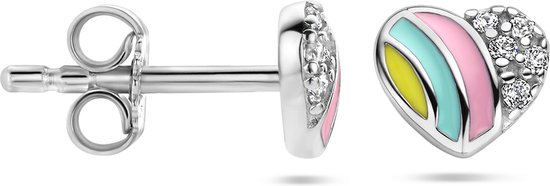 Yep! Clips d'oreilles Coeur Émail et Zircone - Argent