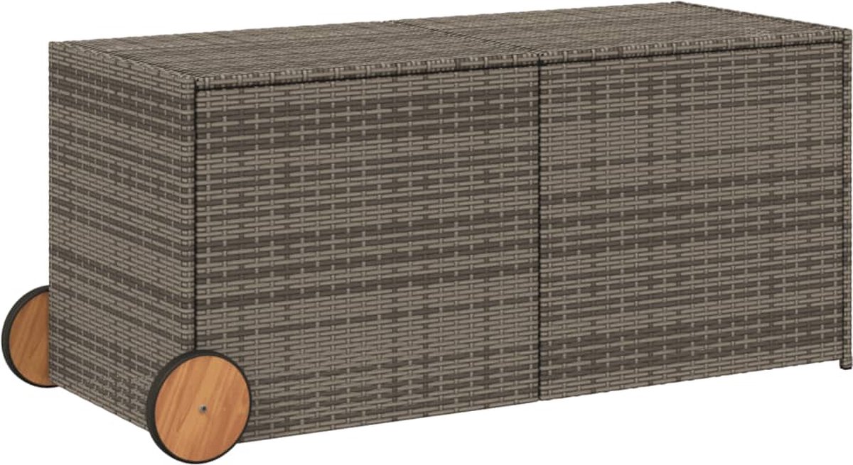 Coffre Rangement Jardin 469L - Résine Tressée Beige - Étanche Ressort Gaz