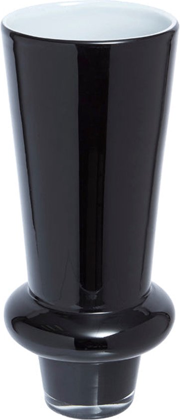 Decoratieve vaas in zwart en wit geblazen glas H25