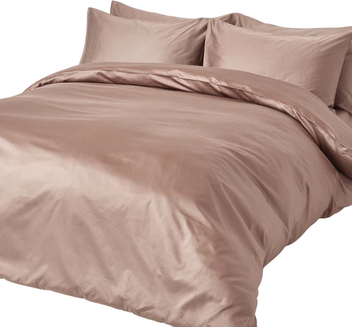 Homescapes Biologisch Dekbedovertrek 240x220 cm – Lits-jumeaux – Bruin – 100% Egyptisch Katoen Satijn – Draaddichtheid 400