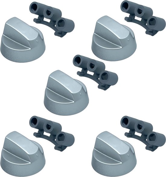 Fixem® - universele gasfornuis kookplaat oven knoppen set 5 stuks zilver