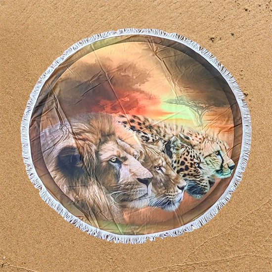 Leeuw Luipaard Rond Strandlaken 150cm Spirits Of The Savannah