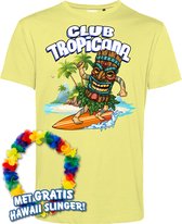 T-shirt Tiki Surfer | Toppers in Concert 2024 | Club Tropicana | Hawaii Shirt | Ibiza Kleding | Lichtgeel | maat L