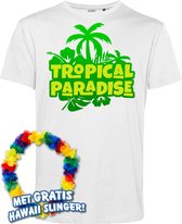 T-shirt Paradise Tropical | Les meilleurs en concert 2024 | Club Tropicana | Chemise hawaïenne | Vêtements Ibiza | Blanc | taille L.
