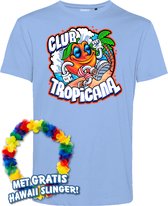 T-shirt Tropical Orange Sunrise | Toppers in Concert 2024 | Club Tropicana | Hawaii Shirt | Ibiza Kleding | Lichtblauw | maat XL