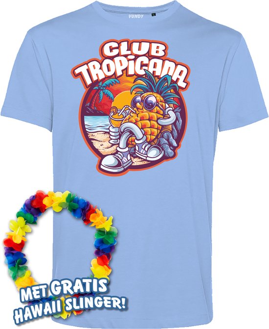 T-shirt Tropical Holiday | Toppers in Concert 2024 | Club Tropicana | Hawaii Shirt | Ibiza Kleding | Lichtblauw | maat S