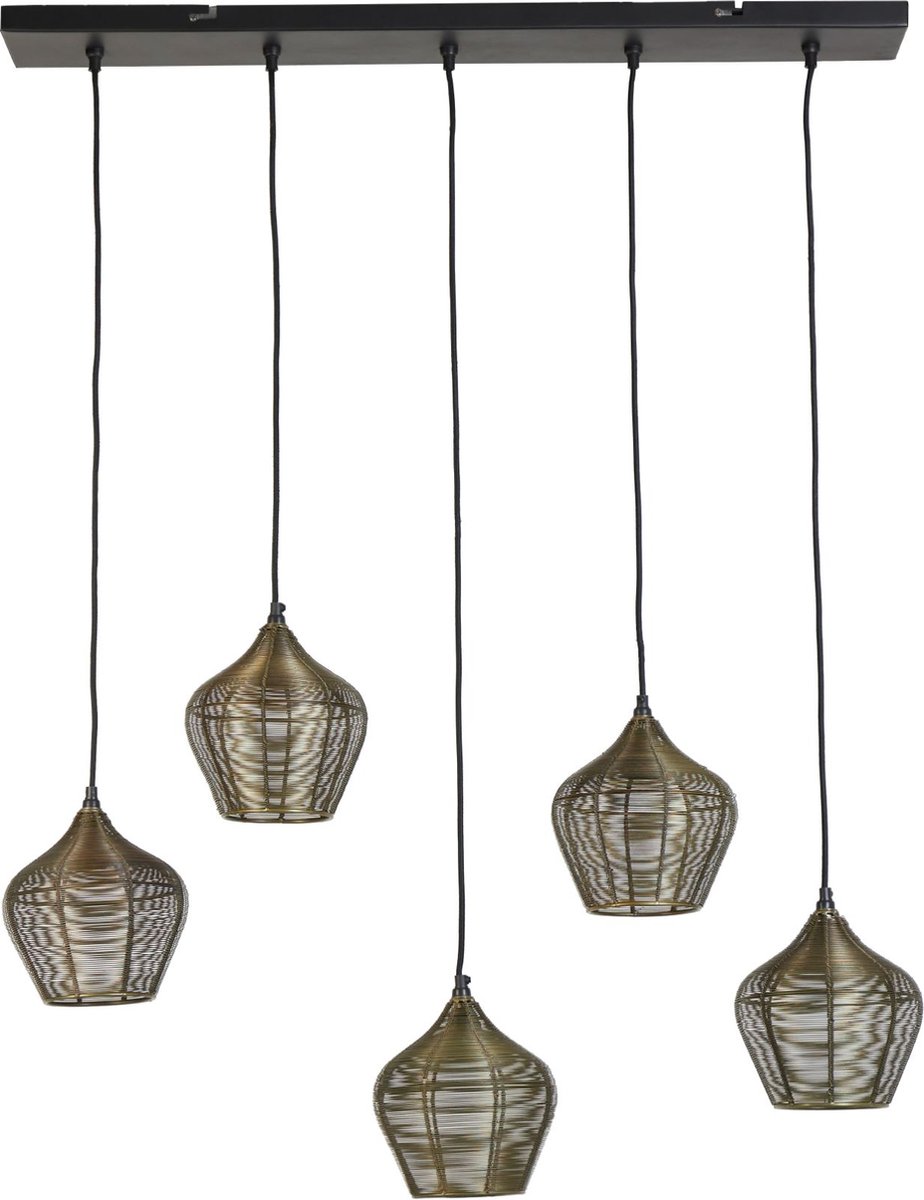 Light & Living Hanglamp 5L 100x20x122 cm ALVARO antiek brons