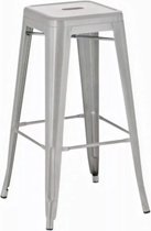 In And OutdoorMatch Barkruk Marlee - Zonder rugleuning - Set van 1 - Ergonomisch - Barstoelen voor keuken of kantine - Zilver - Metaal - Zithoogte 77cm