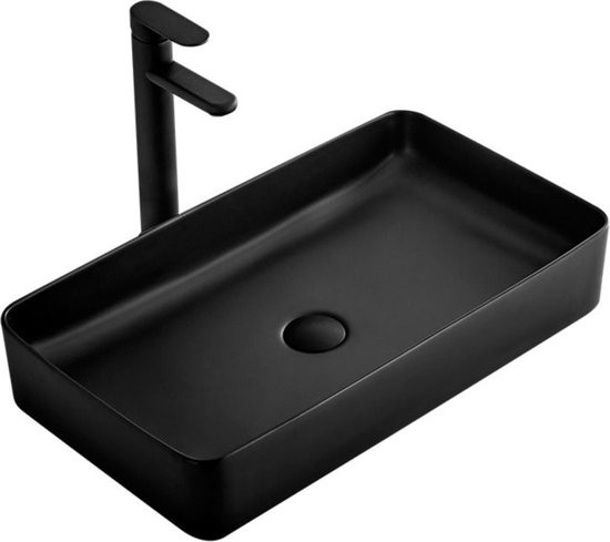 Rea Denis Black Mat Opzetwastafel Zwart 61,5x35 cm